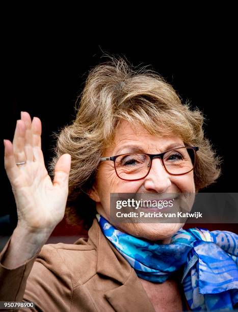 Princess Margriet of The Netherlands arrive at the Royal Palace Amsterdam for the Gala dinner for the Corps diplomatique on April 24, 2018 in...