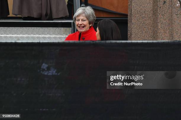 British Prime Minister Theresa May attends the official unveiling of a statue of suffragist and women's rights campaigner Millicent Fawcett in...