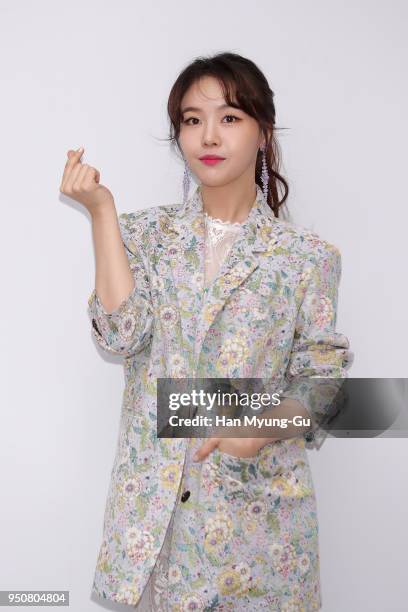 Bang Min-Ah of South Korean girl group Girls Day attends the photocall for 'Jain Song' 2018 F/W Collection on April 24, 2018 in Seoul, South Korea.