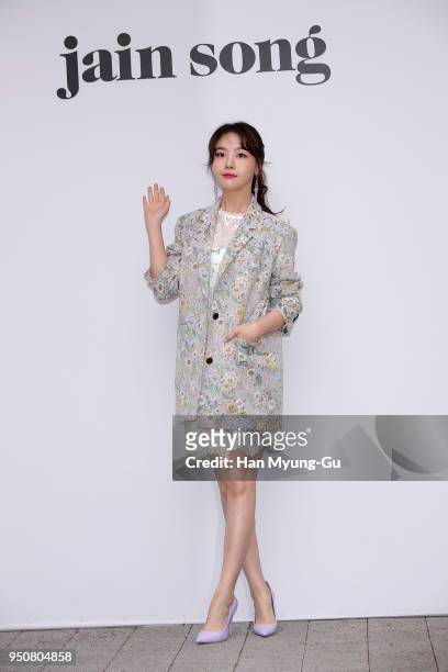 Bang Min-Ah of South Korean girl group Girls Day attends the photocall for 'Jain Song' 2018 F/W Collection on April 24, 2018 in Seoul, South Korea.