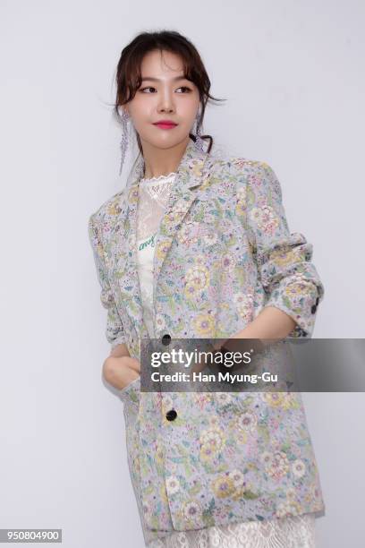 Bang Min-Ah of South Korean girl group Girls Day attends the photocall for 'Jain Song' 2018 F/W Collection on April 24, 2018 in Seoul, South Korea.