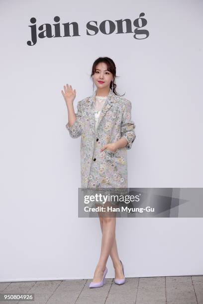 Bang Min-Ah of South Korean girl group Girls Day attends the photocall for 'Jain Song' 2018 F/W Collection on April 24, 2018 in Seoul, South Korea.