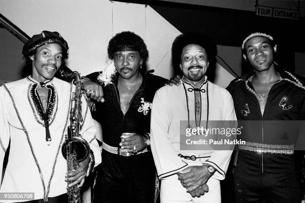 Left to right, Charles Neville, Aaron Neville, Art Neville, and Cyril Neville of the Neville Brothers pose for a portrait at Chicagofest in Chicago,...