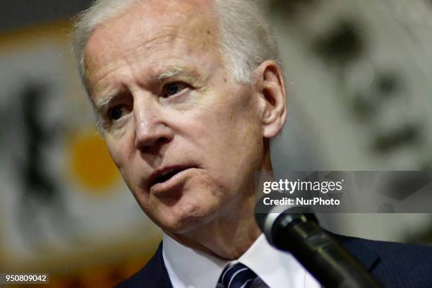 Joe Biden, 47th vice-president of the United States, delivers a speech in the Carfagno Lecture series about public service and leadership to...