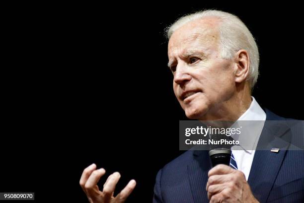 Joe Biden, 47th vice-president of the United States, delivers a speech in the Carfagno Lecture series about public service and leadership to...