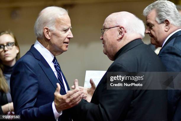 Joe Biden, 47th vice-president of the United States, delivers a speech in the Carfagno Lecture series about public service and leadership to...