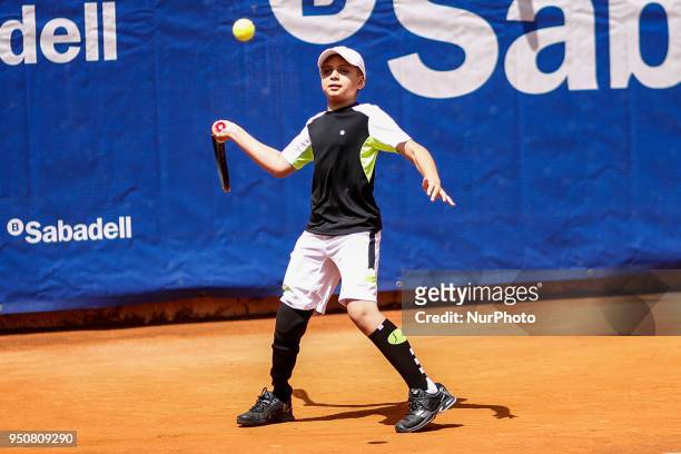 Marc Krajekian, a 10-year-old cancer survivor from North Carolina playing with his hero Rafael Nadal during the Barcelona Open Banc Sabadell 66...