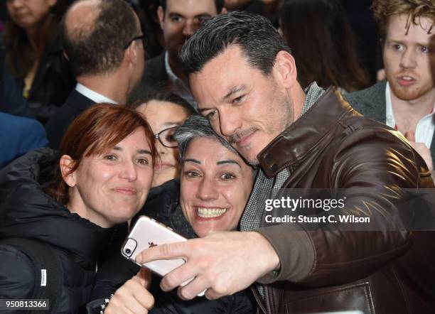 Luke Evans attends the Strictly Ballroom press night at Piccadilly Theatre on April 24, 2018 in London, England.