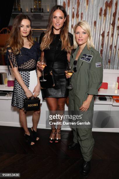 Niomi Smart, Elle Perfect and Creative Director, Mariya Dykalo attends 'The Aerodrome Collection By David Gandy' launch party at Aspinal Of London on...