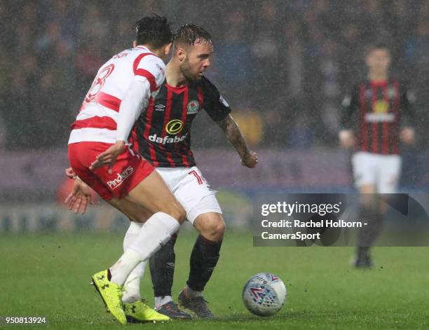 Blackburn Rovers' Adam Armstrong during the Sky Bet League One match between Doncaster Rovers and Blackburn Rovers at Keepmoat Stadium on April 24,...