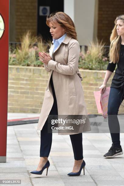 Lorraine Kelly seen with her dog Angus on April 24, 2018 in London, England.