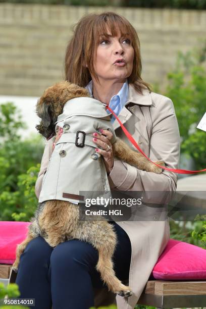Lorraine Kelly seen with her dog Angus on April 24, 2018 in London, England.