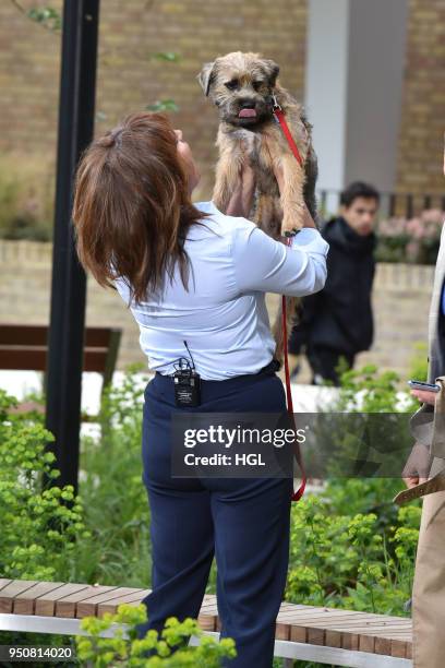 Lorraine Kelly seen with her dog Angus on April 24, 2018 in London, England.