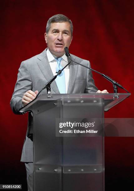 Chairman and CEO of the Motion Picture Association of America Charles Rivkin speaks onstage during the CinemaCon 2018 State of the Industry address...