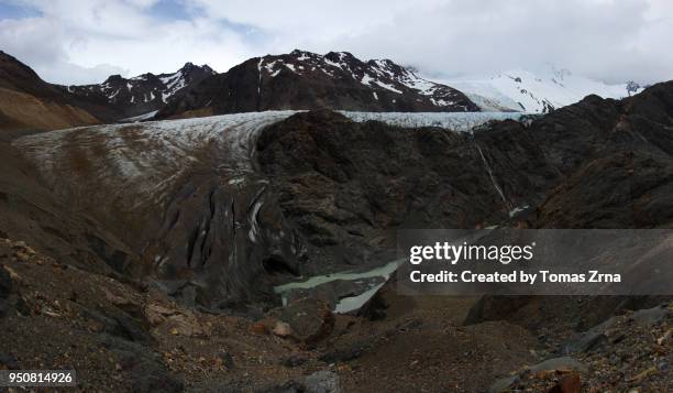 rugged landscape above the túnel glacier - túnel stock pictures, royalty-free photos & images