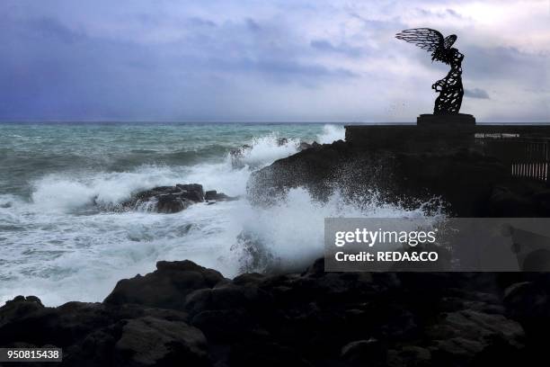 Nike statue, Giardini di Naxos, Sicily, Italy, Europe.