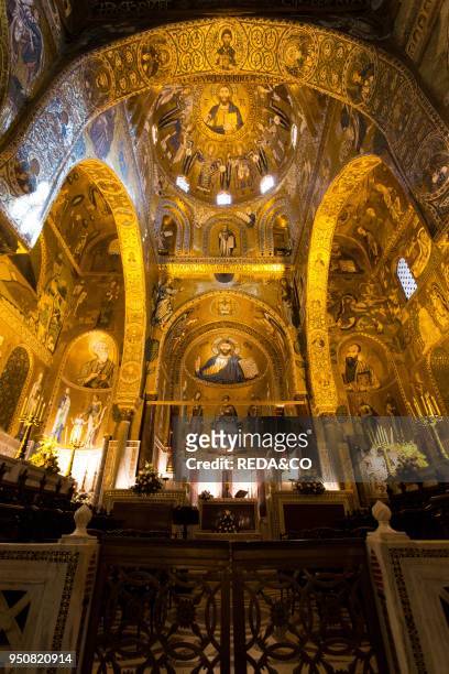 The Palatine Chapel, Cappella Palatina, Basilica Santo Pietro Apostolo, Palermo, Sicily, Italy, Europe.