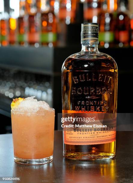 The Game Changer cocktail on display at the Bulleit at Tribeca Film Festival lunch at Spring Studios on April 24, 2018 in New York City.