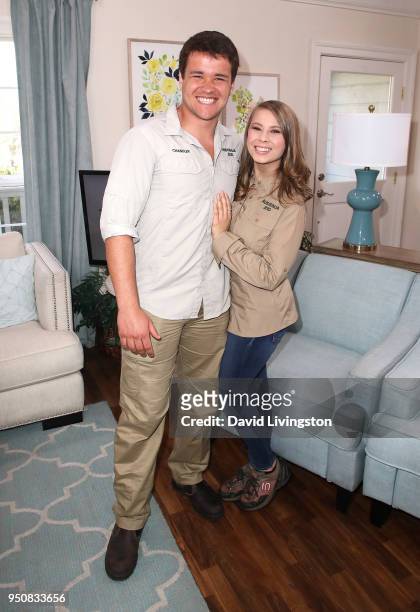 Wakeboarder Chandler Powell and conservationist/TV personality Bindi Irwin visit Hallmark's "Home & Family" at Universal Studios Hollywood on April...