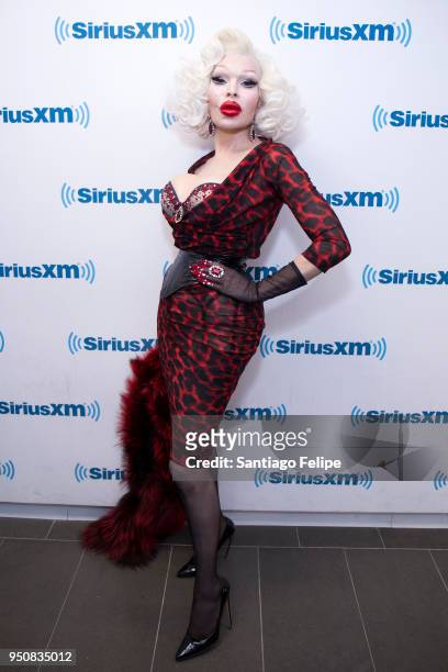 Amanda Lepore visits SiriusXM Studios on April 24, 2018 in New York City.