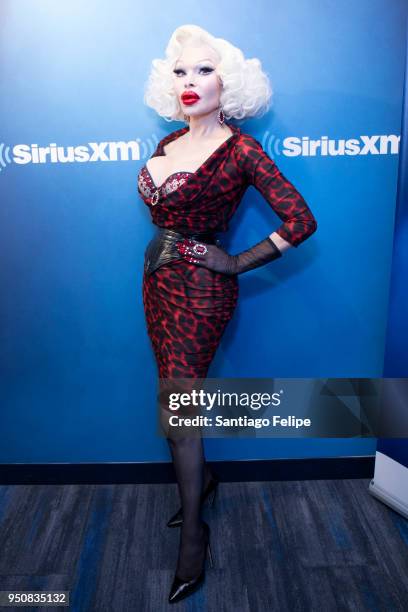 Amanda Lepore visits SiriusXM Studios on April 24, 2018 in New York City.