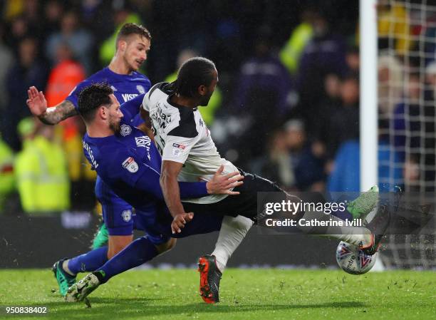 Cameron Jerome of Derby County scores his sides first goal during the Sky Bet Championship match between Derby County and Cardiff City at iPro...