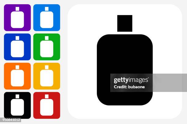 cream bottle icon square button set - shaving cream on white stock illustrations