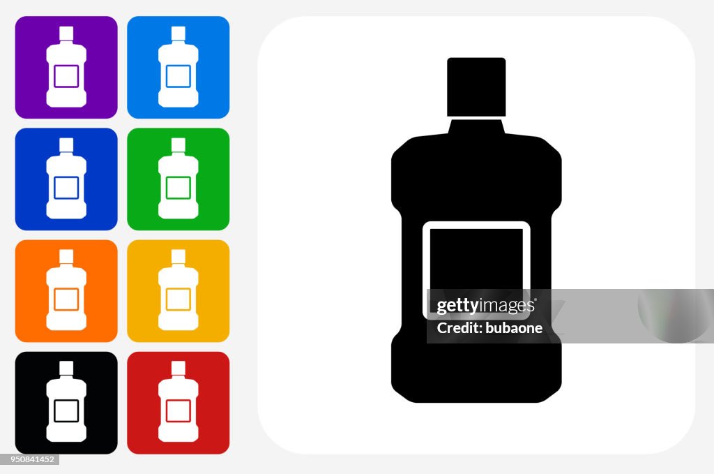 Mouthwash Icon Square Button Set