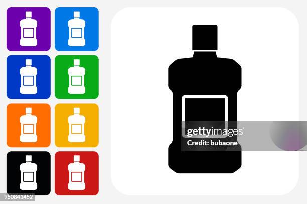 mouthwash icon square button set - mouthwash stock illustrations