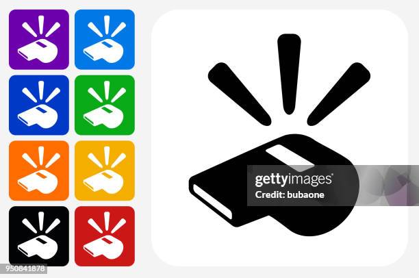 pfeife-symbol square buttonset - pfeife stock-grafiken, -clipart, -cartoons und -symbole