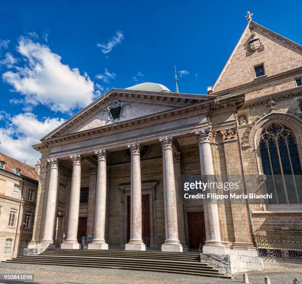 st. pierre cathedral - st pierre cathedral geneva stock pictures, royalty-free photos & images
