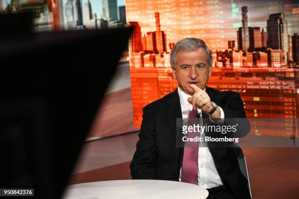 Felipe Larrain, Chile's new finance minister, speaks during a Bloomberg Television interview in New York, U.S., on Tuesday, April 24, 2018....