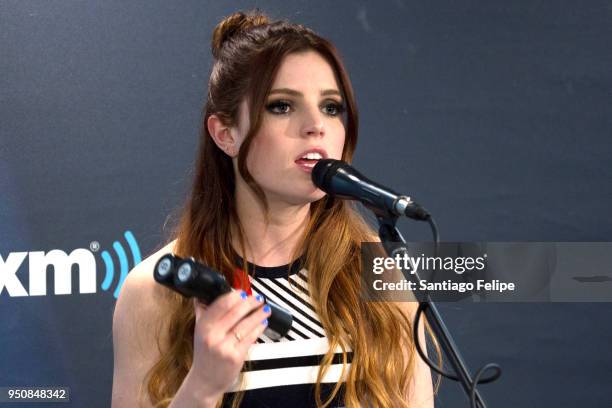 Sydney Sierota of Echosmith performing in the studio during her visit at SiriusXM Studios on April 24, 2018 in New York City.