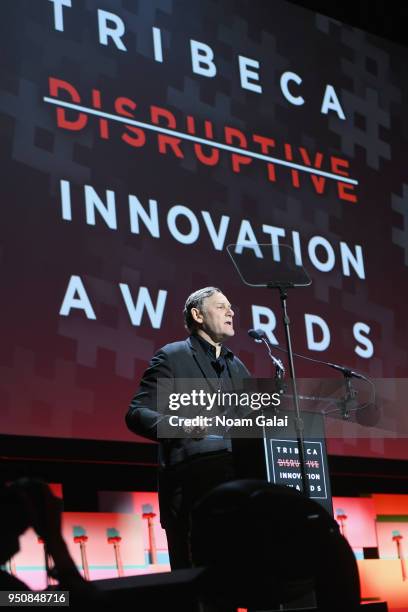 Craig Hatkoff speaks onstage at the Tribeca Disruptive Innovation Awards and luncheon sponsored by Bulleit Frontier Whiskey, during the 2018 Tribeca...