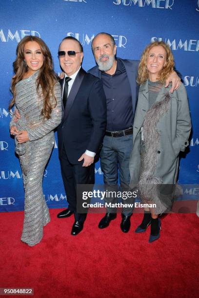 Thalia, Tommy Mottola, Bruce Sudano and guest attend the "Summer" Broadway Opening Night at Lunt-Fontanne Theatre on April 23, 2018 in New York City.