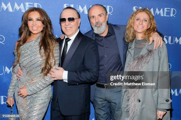 Thalia, Tommy Mottola, Bruce Sudano and guest attend the "Summer" Broadway Opening Night at Lunt-Fontanne Theatre on April 23, 2018 in New York City.