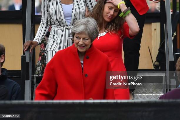 British Home Secretary Amber Rudd leaves Parliament Square after sheattended the official unveiling of a statue in honour of the first female...