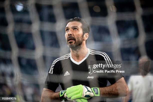 Gianlugi Buffon durig the Serie A match Juventus FC vs Napoli. Napoli won 0-1 at Allianz Stadium, in Turin, Italy 22nd april 2018.