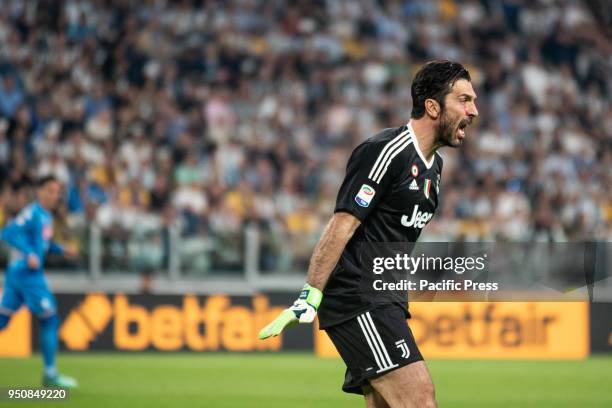 Gianlugi Buffon durig the Serie A match Juventus FC vs Napoli. Napoli won 0-1 at Allianz Stadium, in Turin, Italy 22nd april 2018.