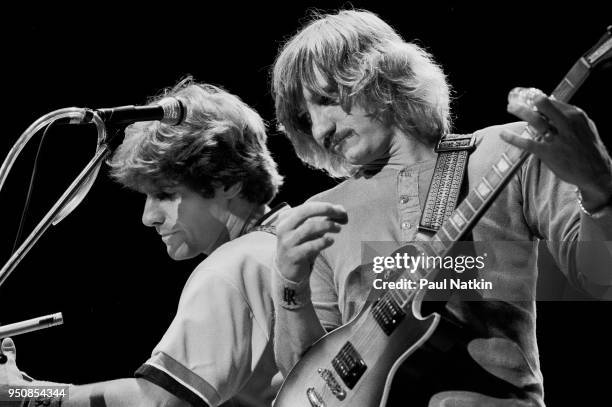 Glenn Frey and Joe Walsh of the Eagles at the Alpine Valley Music Theater in East Troy, Wisconsin, June 29, 1980.