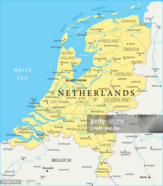 map of netherlands - vector - the hague map stock illustrations
