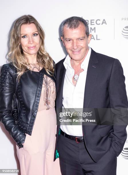 Nicole Kimpel and Antonio Banderas attend screening of Genius: Picasso' during the 2018 Tribeca Film Festival at BMCC Tribeca PAC, Manhattan.