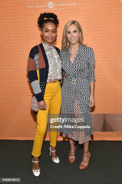 Actor and activist Yara Shahidi and CEO, Tory Burch, and Founder, Tory Burch Foundation, Tory Burch attend The Tory Burch Foundation 2018 Embrace...