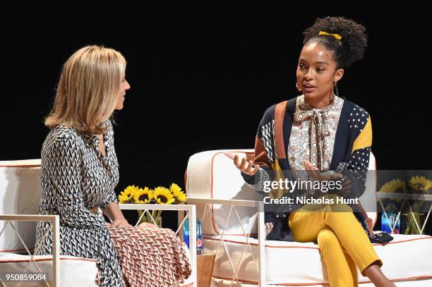Tory Burch, and Founder, Tory Burch Foundation, Tory Burch and Actor and activist Yara Shahidi speak onstage during The Tory Burch Foundation 2018...
