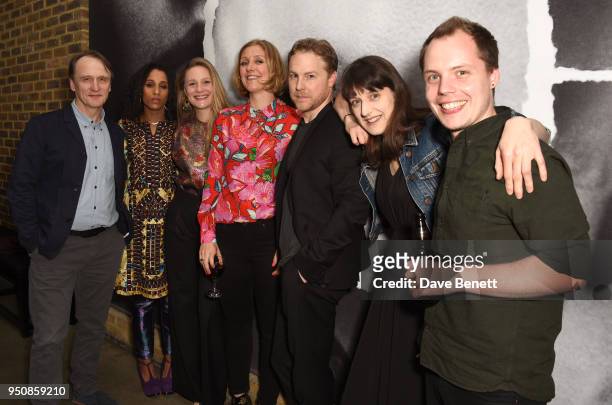 Michael Gould, Lara Rossi, Romola Garai, Ella Hickson, Samuel West, Blanche McIntyre, and Piers Black attend the press night after party for "The...