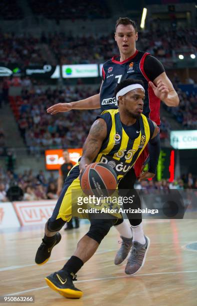 Ali Muhammed, #35 of Fenerbahce Dogus Istanbul competes with Johannes Voigtmann, #7 of Kirolbet Baskonia Vitoria Gasteiz during the Turkish Airlines...
