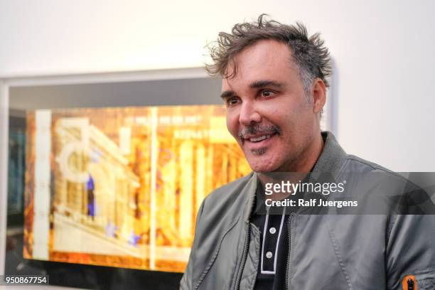 David LaChappelle attends his 'LACHAPELLE - Negative Currency' Exhibition Opening at Geuer und Geuer on April 24, 2018 in Duesseldorf, Germany. The...
