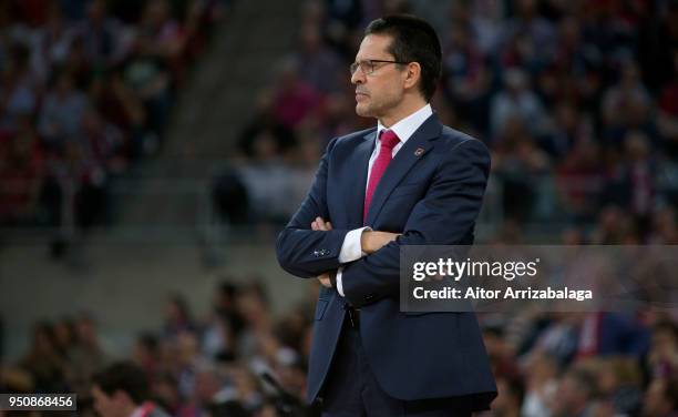 Pedro Matinez, Head Coach of Kirolbet Baskonia Vitoria Gasteiz during the Turkish Airlines Euroleague Play Offs Game 3 between Kirolbet Baskonia...