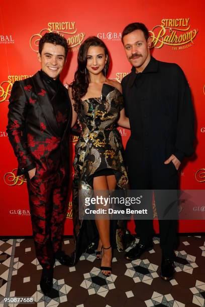 Jonney Labey, Zizi Strallen and Will Young attend the press night after party for "Strictly Ballroom" at 100 Wardour St on April 24, 2018 in London,...