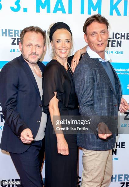 German actor Samuel Finzi, German actress Katja Riemann and German actor Oliver Masucci during the 'Herrliche Zeiten' Premiere In Berlin at Kino...